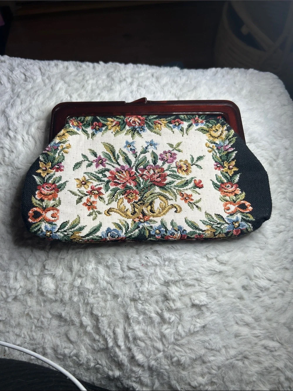 Vintage Floral Tapestry Clutch Purse - Multicolor